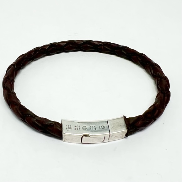 Robert Tateossian Brown Leather Silver Clasp Bracelet .925 - Picture 5 of 8